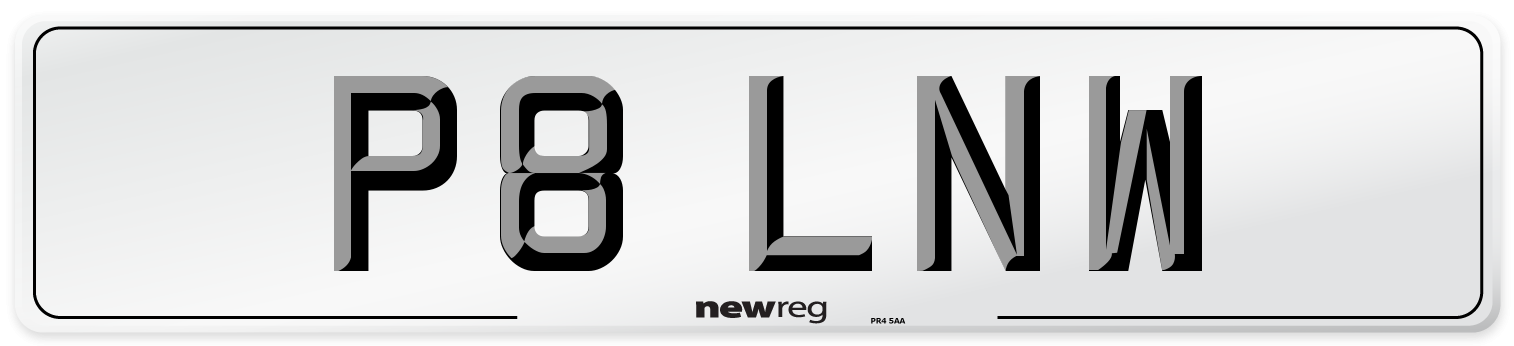P8 LNW Number Plate from New Reg